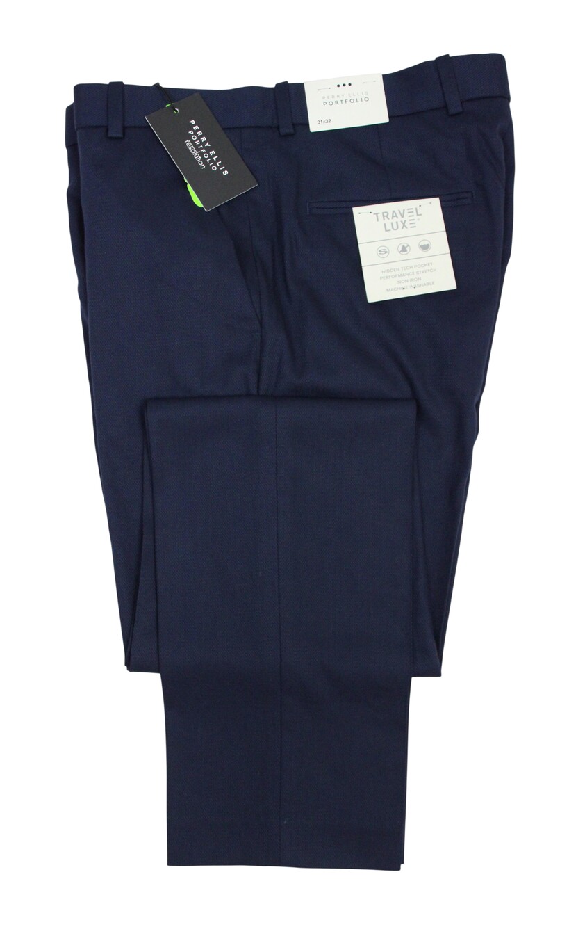 Perry Ellis Portfolio Resolution Pants Mens 31x32 fits 32x Navy Stretch Non Iron